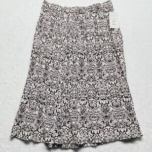 Lane Bryant Flounce Hem Skirt Women's Lightweight Boho Brown White 18/20 New
